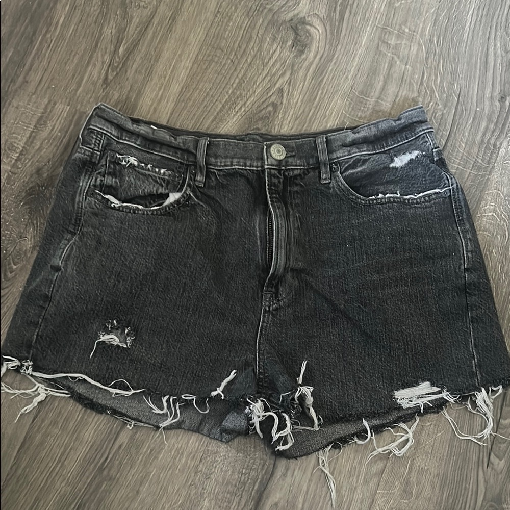 American Eagle Distressed Black Denim Shorts